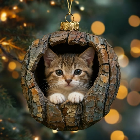 Hometravel Christmas Animal Acrylic Ornament, Printed Design Tree Hanging Decoration, 8cm Festive Gift for Family and Colleagues Exchange