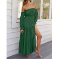thumbnail image 4 of YOGAFOX Women's Boho Off Shoulder Long Sleeve Smocked Side Split Flowy A Line Maxi Dress S-XXL, 4 of 5