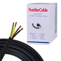 Fivestarcable 16 Awg 4-Conductor Audio Speaker Cable, 500 ft, Black, CL3 Rated for in-Wall Installation