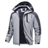 Tyhengta Men's Winter Skiing Jackets Water Resistant Fleece Coats Insulated Thermal Snowboard Jacket Parka Raincoat with Hood Lightgray-Darkgray 2XL