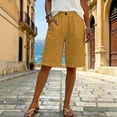 thumbnail image 3 of Women's Elastic Waist Bermuda Shorts Comfy Knee Length Shorts Casual Solid Color Summer Vacation Lounge Walking Beach Shorts with Pockets, 3 of 6