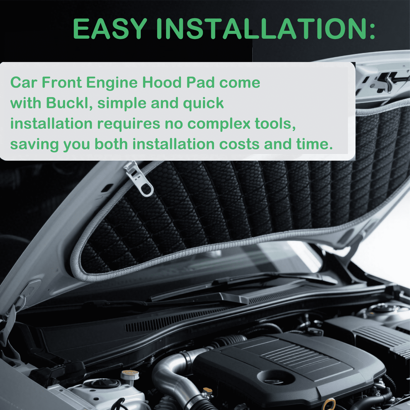 Car Front Engine Hood Pad For Toyota Camry 2012-2016, Heat Sound Insulation Mats Cotton Front Hood Engine Mat Pad Flame Retardant Insulation Cotton Fireproof Cover