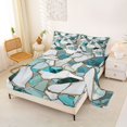 thumbnail image 2 of Manfei Marble Terrazzo Queen Sheets, Abstract Stone Mosaic Queen Sheet Sets, Teal Green, 4pcs, 1 Flat Sheet, 1 Fitted Sheet and 2 Pillowcases, 2 of 6