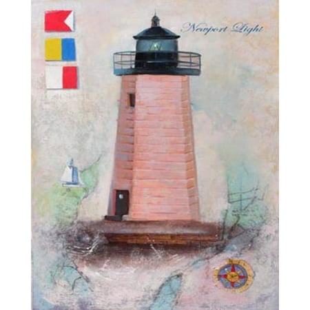 Ms Newport 1 Light - Newport Light byRobert Downs 7x5 (card) Poster LIGHTHOUSE NEWPORT RI NAUTICAL COASTAL RHODE ISLAND ISLAND LIGHT HOUSE HARBOR LIGHT