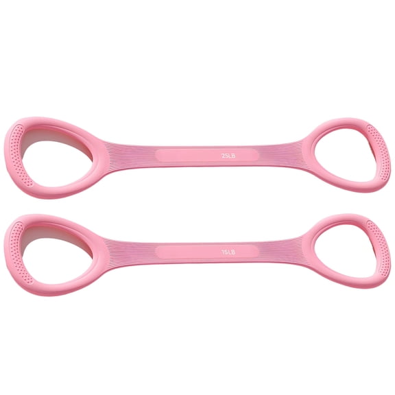 2-Pack Figure 8 Resistance Band,15 & 25 lbs Set with Handles,Silicone Workout Bands for Home Gym, Strength Training,Pilates, Physical Therapy,Pink