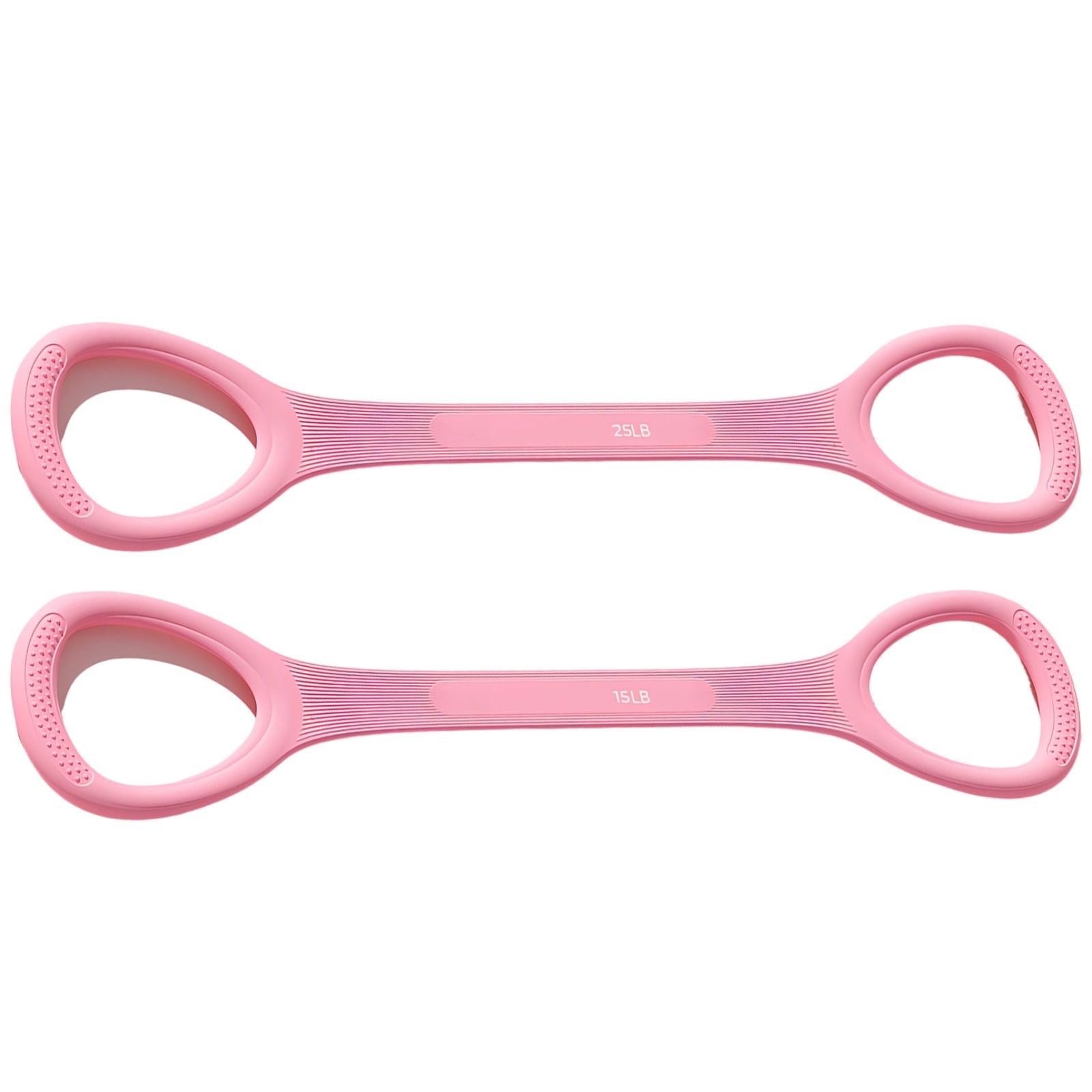 2-Pack Figure 8 Resistance Band,15 & 25 lbs Set with Handles,Silicone Workout Bands for Home Gym, Strength Training,Pilates, Physical Therapy,Pink