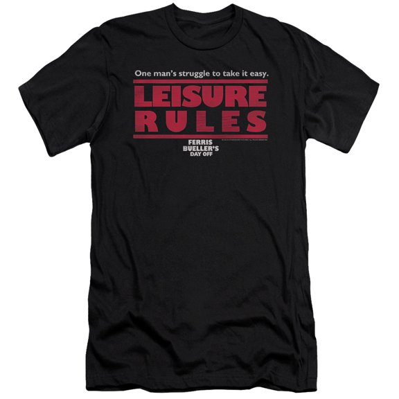 Ferris Bueller Leisure Rules Adult 30/1 T-Shirt Black