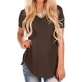 thumbnail image 3 of Grianlook Summer Solid Color T-Shirt for Women Casual Loose Short Sleeve V Neck Blouse Tunic Tops, 3 of 4