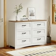 thumbnail image 5 of Lofka Two-Tone Dresser for Bedroom, 6 Drawer White Cabinet & Brown Wood Top, Modern Farmhouse Storage Chest, Sturdy Bedroom Dresser with Metal Handles & Anti-Tip Design, 5 of 11