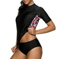thumbnail image 4 of BeautyIn Women's Floral Patchwork Rashguard Swimwear Short Sleeves Top, 4 of 6