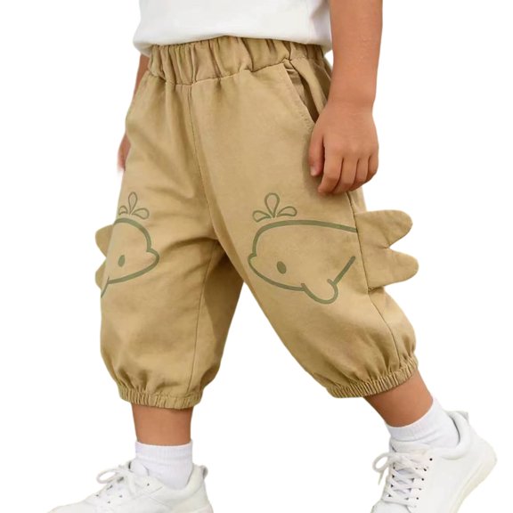 CONROSES Kids Boys Casual Pants Wide Leg Baggy Pant for Child Cartoon Graphic Elastic Waist Cozy Jogger Trousers with Pockets