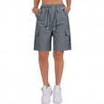 thumbnail image 4 of Pxiakgy Bermuda Shorts for Women Athletic Biker Shorts Women Cargo Shorts for Women Workout Summer Women's Solid Color Multi Pocket Casual Pants Workwear Short Pants Dark Grey L, 4 of 8