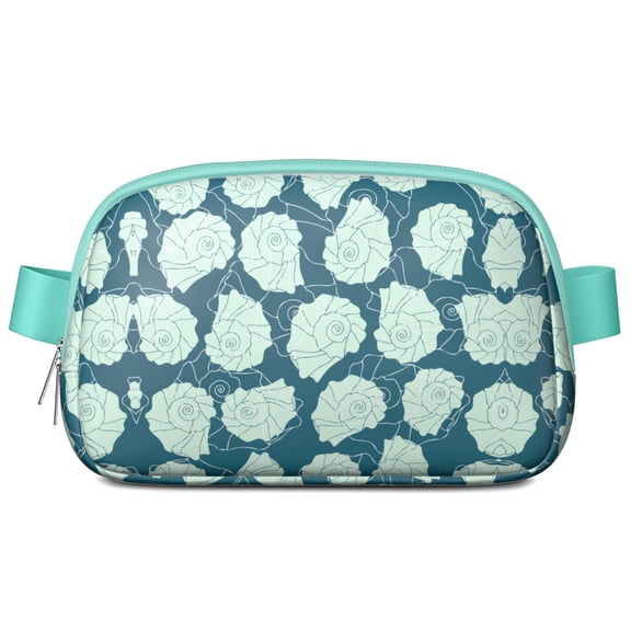 Ocean Life Fanny Pack – Nautical Beach Shell Belt Bag for Women with Spiral Seashell, Starfish & Marine Elements in a Tropical Print