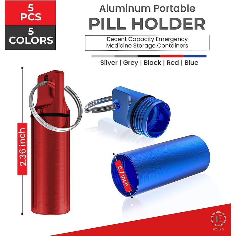 Stainless Steel Keychain Pill Holder - Waterproof Round Medicine Case For Emergency Pills