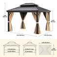 thumbnail image 2 of Dextrus 10x12ft Hardtop Gazebo with Nettings and Curtains, Heavy Duty Galvanized Steel Outdoor Vertical Stripes Roof for Patio, Backyard, Deck, Lawns, Brown, 2 of 9