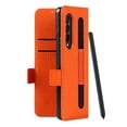 thumbnail image 5 of Dteck Case for Samsung Galaxy Z Fold 3 5G 2021,Luxury Leather Magnetic Flip Card Holder Wallet Case with S-Pen Holder Pocket Hybrid PC Protective Cover,Orange, 5 of 6