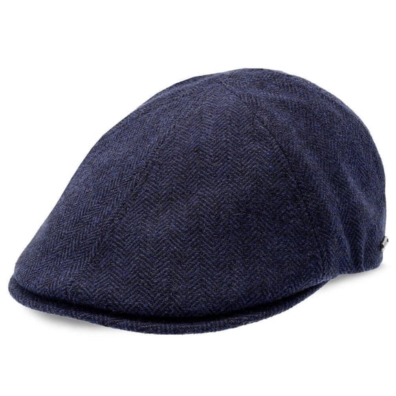 Walrus Hats End Game Navy Duckbill Flat Cap – Luxe Wool Blend 6-Panel Hat with Suede Underside & Stretch Fit – Classic 2 ¼" Brim for Stylish Comfort