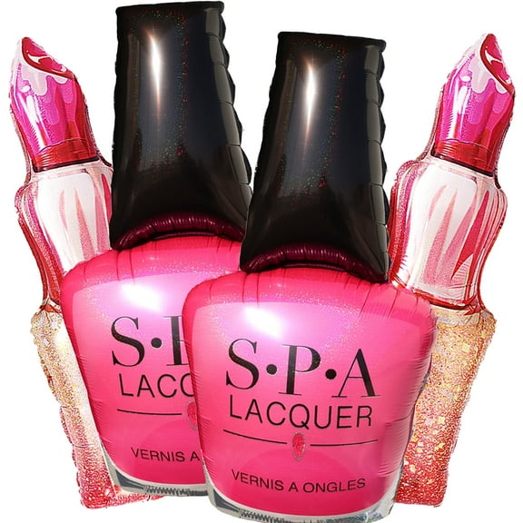 CYMYLAR Makeup Balloons Set - Nail Polish & Lipstick - Girls Birthday, Bachelorette, Spa Party Decor