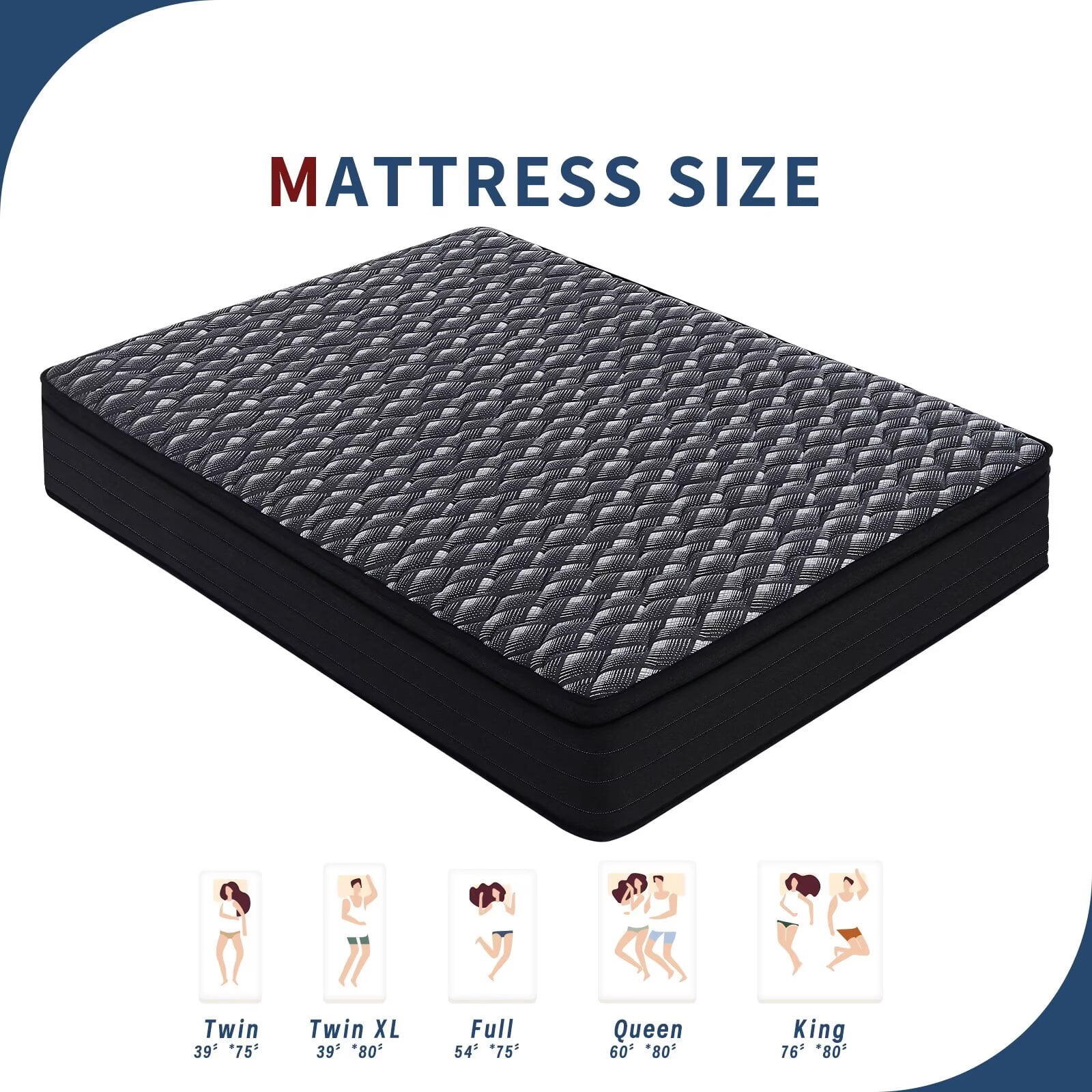 Twin Size Mattress, 10Inch Deluxe Hybrid Twin Mattress in a Box, Medium Firm Mattresses with Gel Memory Foam & Pocket Springs, Pressure Relief, Cooling, Extra Edge Support