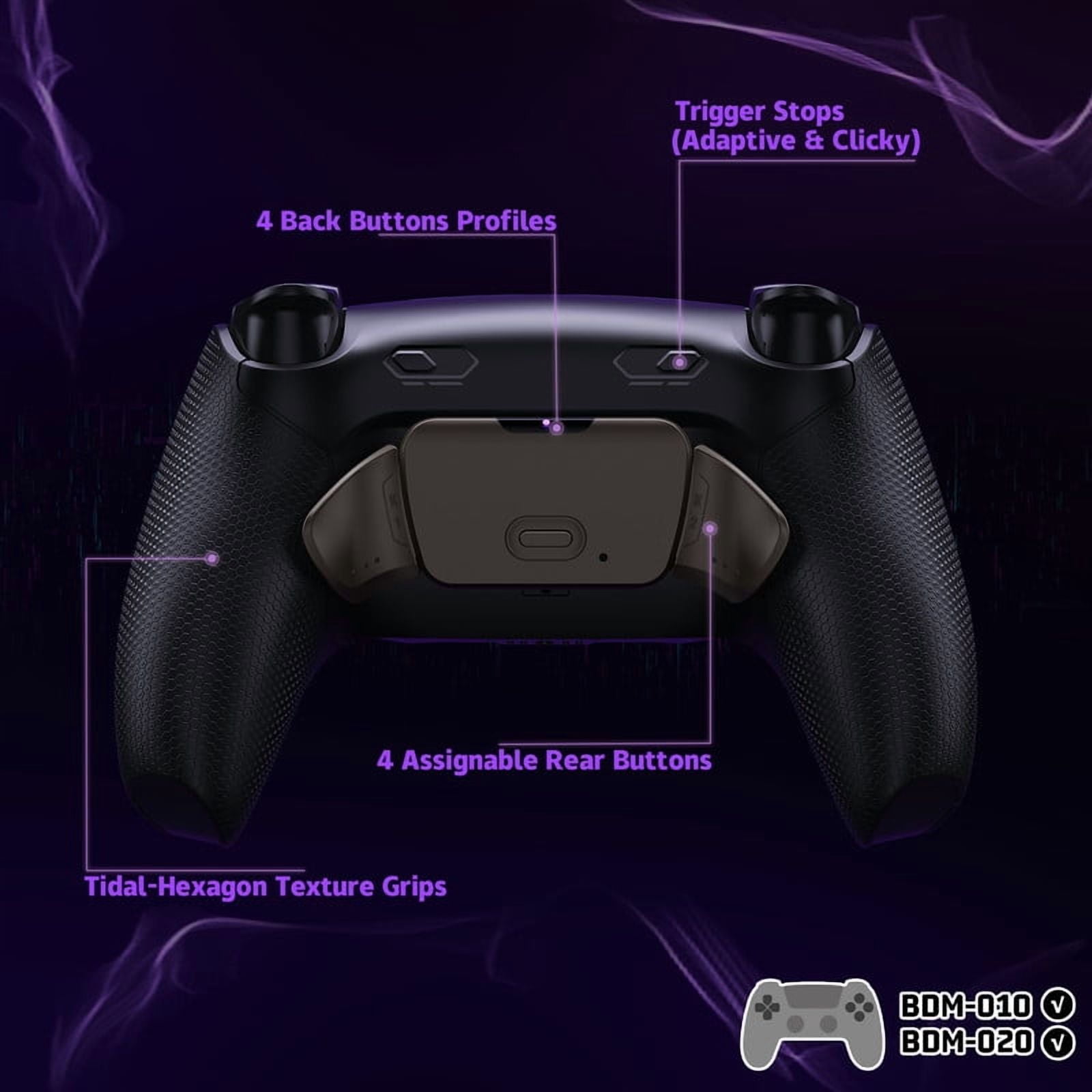 eXtremeRate RISE Plus MAX RMB Back Paddles Kit with Clicky Trigger Stops & Rubberized Grip for PS5 Controller BDM-010 020, Remappable Real Metal Back Buttons Kit for PS5 Controller – Black