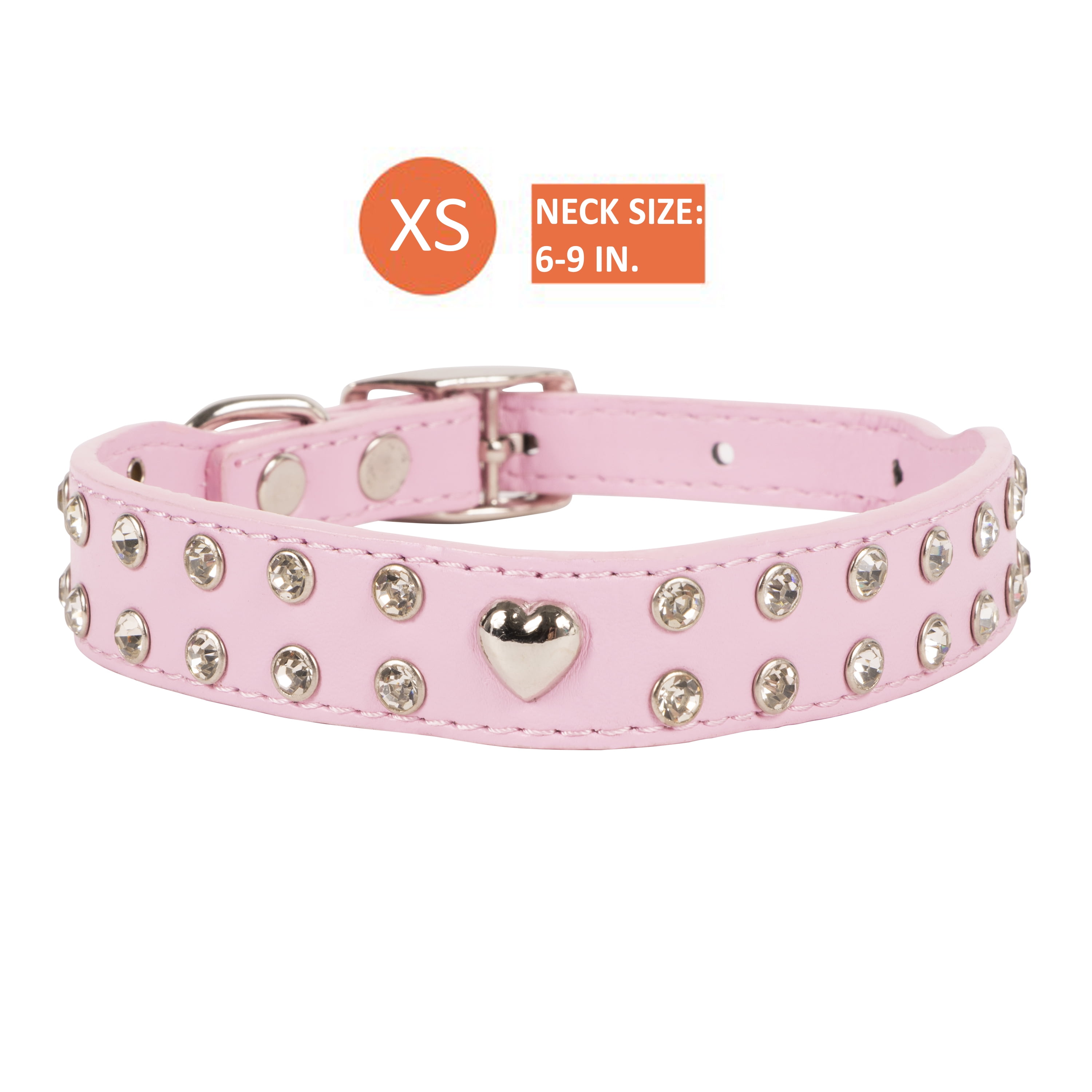 YOULY Pink Heart Bling Dog Collar, XX-Small