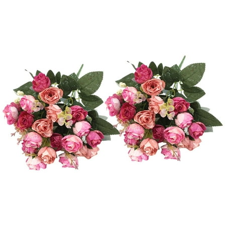 

XiLanHUA Clearance 21 Heads Of Roses 7 Forks Of Artificial Flowers Wedding And Home Photography Dining Table Coffee Table Decoration Photography Props 2pc