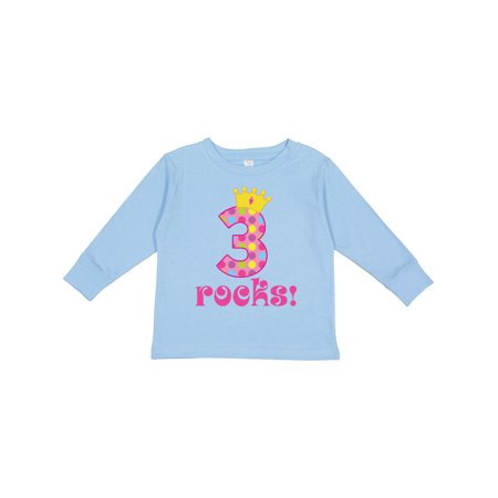 

Inktastic 3rd Birthday Rocks Princess 3 Year Old Gift Toddler Toddler Girl Long Sleeve T-Shirt