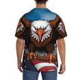 thumbnail image 3 of Balery Cartoon Bald Eagle USA Camisa Casual de Manga Corta con Botones para Hombre, Texturizada, Estilo Cubano, para Playa, Verano-3X-Large, 3 of 5