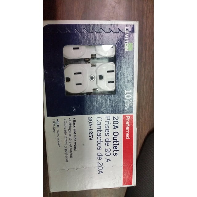 Outlet Leviton, 20 A, 125 V, blanco, dúplex, paquete de 10