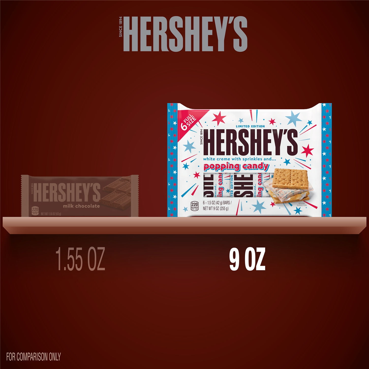 Hershey's White Creme with Sprinkles and Popping Candy Candy, Bars 1.5 oz, 6 Count