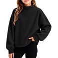 thumbnail image 3 of Mitankcoo Girls Mock Neck Ribbed Top Kids Loose Long Sleeve Pullover Sweatshirt for Fall Winter Casual Daily Outfits 4-15Y, 3 of 8