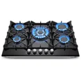 thumbnail image 2 of Gas Cooktop 30 Inch, Amzgachfktch 5 Burners Gas Stove, Built-in NG/LPG Convertible Gas Stove Top, Black Tempered Glass Propane Cooktop with Thermocouple Protection, 2 of 8
