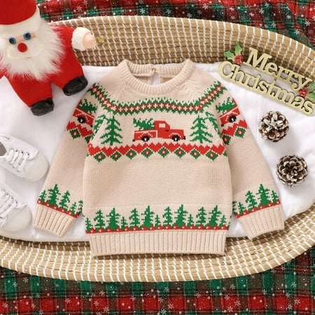 

Baby Girl Sweaters Khaki Knitted Autumn/Winter Christmas Warm New Style Jacquard Baby Sweater Toddler Boy Dress Clothes 86 Womens Fall Clothes 2024