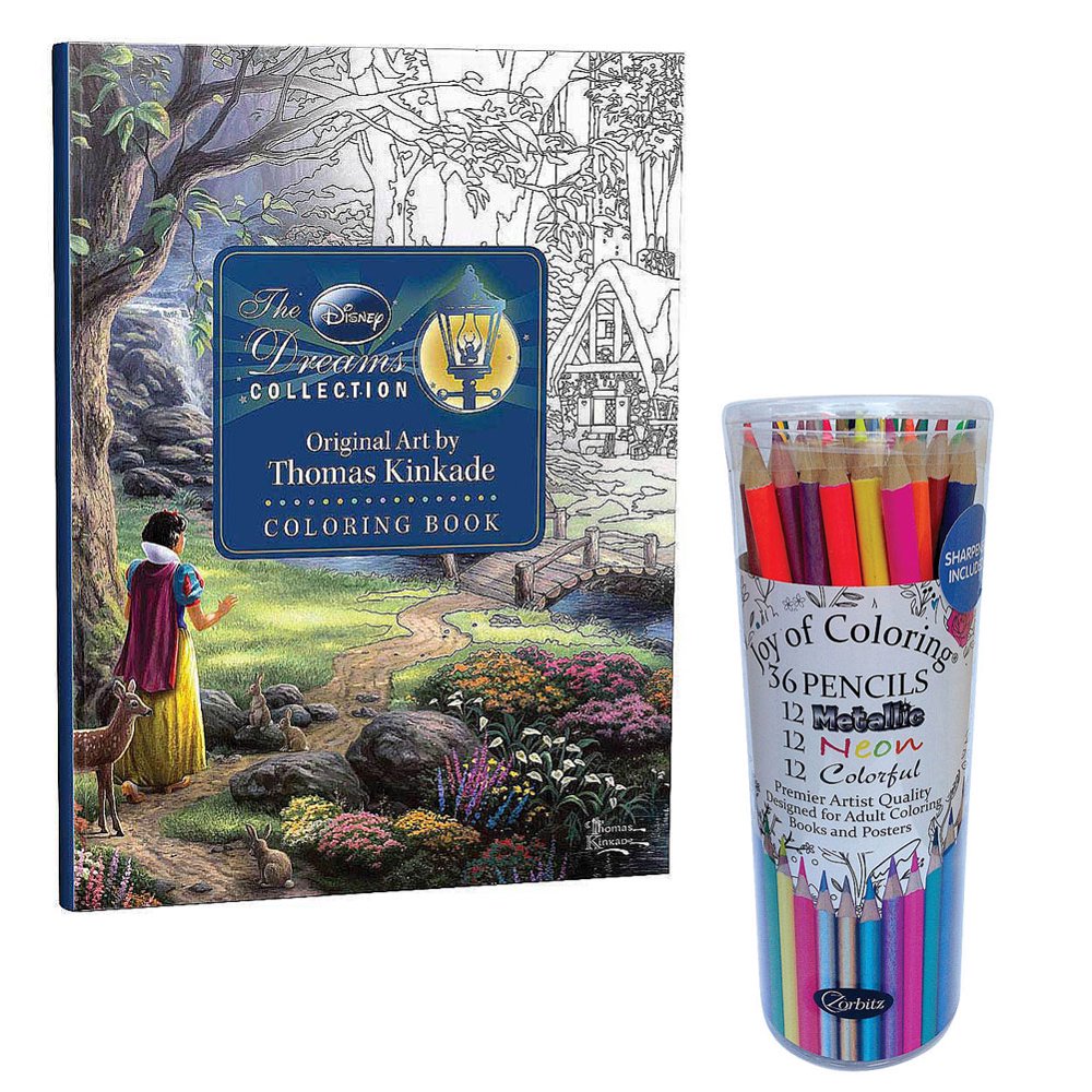 (Set) Disney Dream Collection Thomas Kinkade Coloring Book & Colored