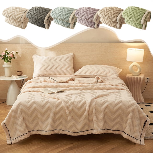 Manta de Jacquard de 3 Capas | Edredón Multifuncional de 119 X 198 Cm | Manta de Poliéster para Sofá y Cama | Verde, Gris, Morado, Azul, Beige y Marrón
