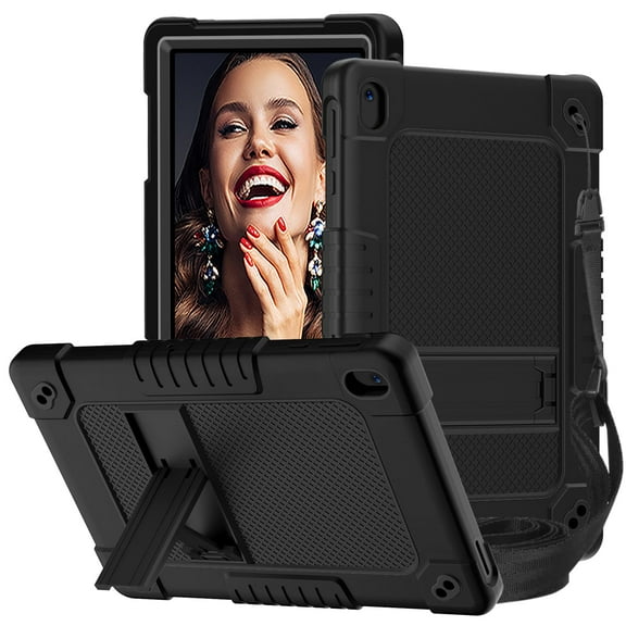 Hoibon Shockproof Tablet Case for Walmart Onn 10.1 Tablet Case (2024 Model 100135925) Rugged Full-Body Kids Friendly Case with Shoulder Strap Kickstand for Walmart Onn 10.1 4th Gen 2024 - Black