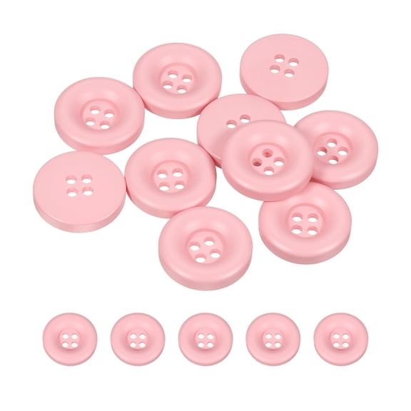 Uxcell 10pcs Sewing Button 20mm 4 Holes Resin Round Crafting Buttons, Pink