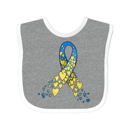 

Inktastic Down Syndrome Awareness Blue and Yellow Hearts Ribbon Gift Baby Boy or Baby Girl Bib