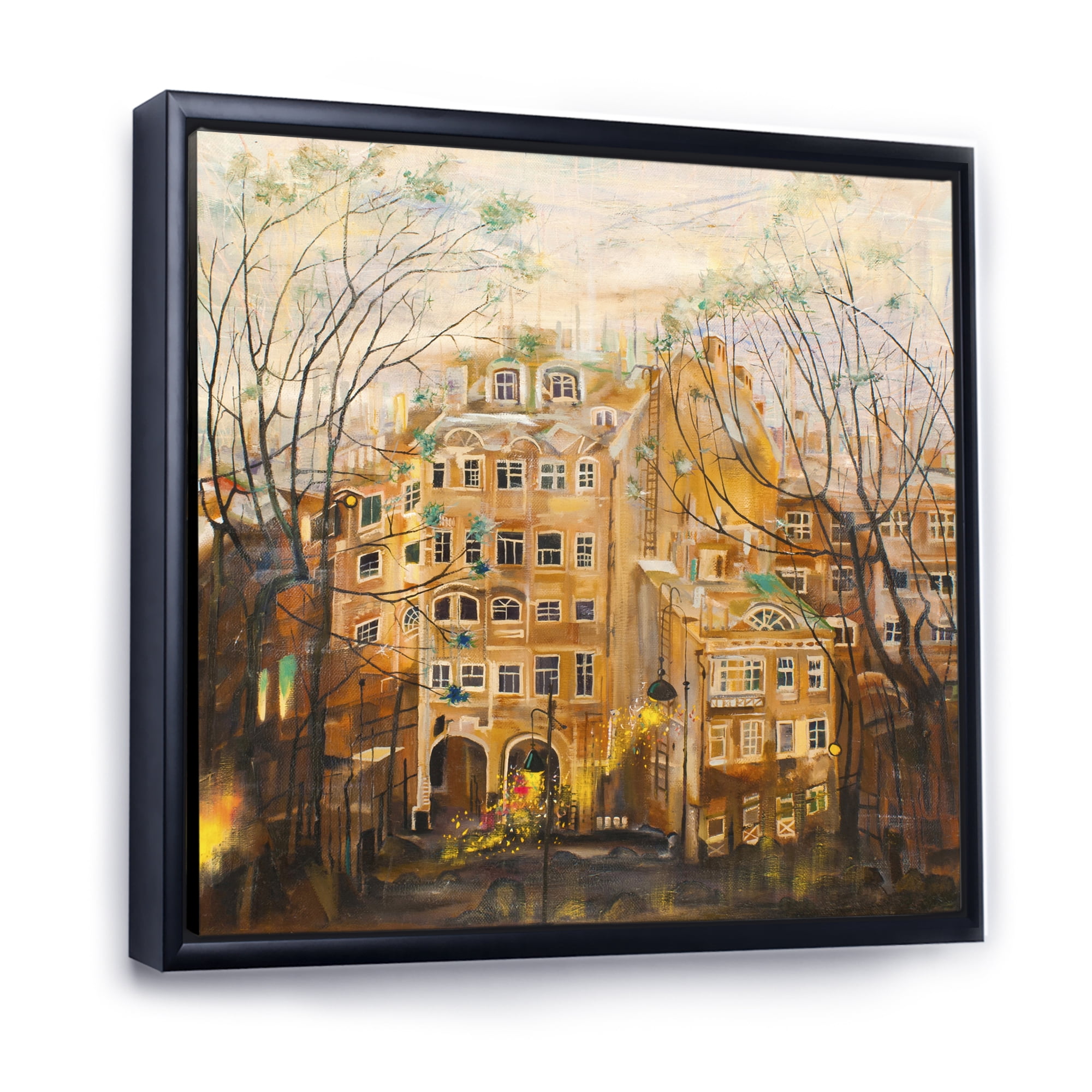 Designart 'Russian City Yard Landscape' Traditional Framed Canvas Wall Art Print