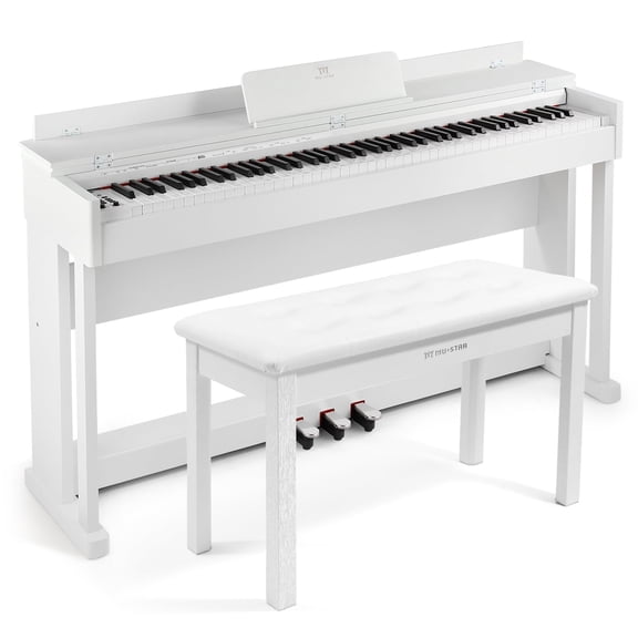 MUSTAR 88Keys Full Size Weighted Hammer Action Digital Piano Keyboards DREAM Source with 3 Pedal,Piano Bench(White)
