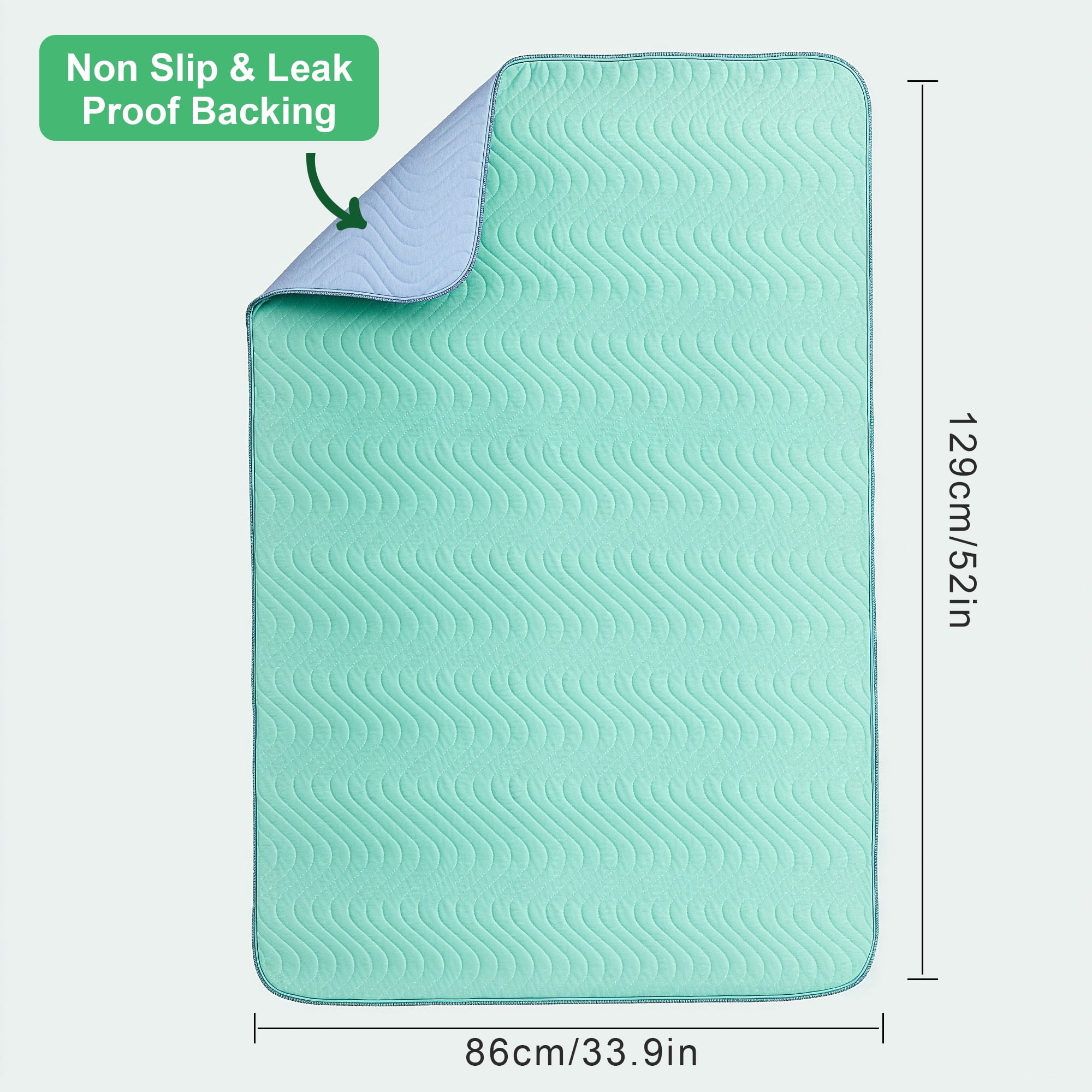 ALLJOY 3 Pack 34”x36” Waterproof Reusable Bed Pads - Washable Incontinence Underpads for Adults, Elderly, Kids, and Pets, Soft Quilted Mattress Protector