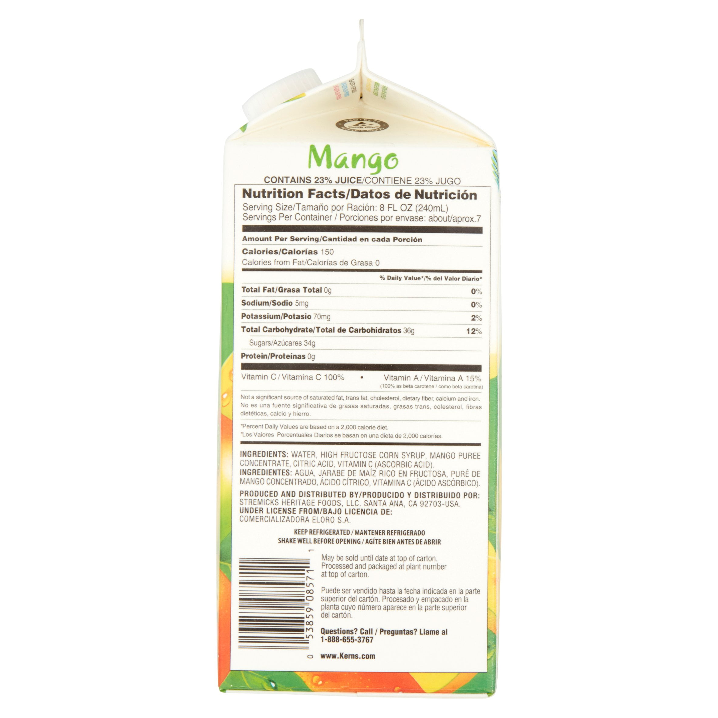 kern's mango juice nutrition facts