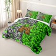 thumbnail image 3 of meiyoeat Miners Video Game Twin Quilt Set For Boys,Green Gray Pixelated Check Letter K Twin Coverlet Set,2 Pieces, 3 of 7