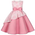 thumbnail image 2 of Odeerbi Kids Girls Princess Dresses New Gowns Children Bow Birthday Dress Irregular Skirt Flower Party Dresses Pink, 2 of 9