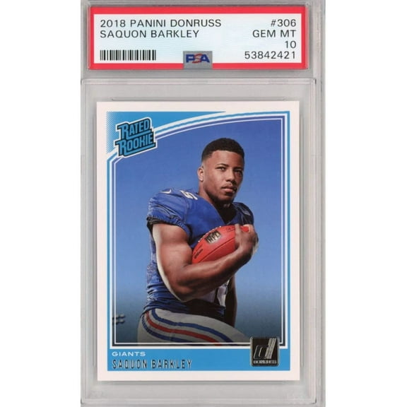 Graded 2018 Panini Donruss Saquon Barkley #306 Rookie RC Football Card PSA 10 Gem Mint