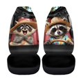 thumbnail image 2 of XYZCANDO Fun Front Car Seat Covers with Cute Vacation Raccoon Print - 2 Piece Breathable Waterproof Protector Set, 2 of 6