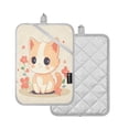thumbnail image 2 of Two Pieces Of Square Heat Insulation Pad Oven Mitts 7x9.8 Inch Oven Microwave Kitchen Cooking Baking A Cartoon Orange Cat, 2 of 7