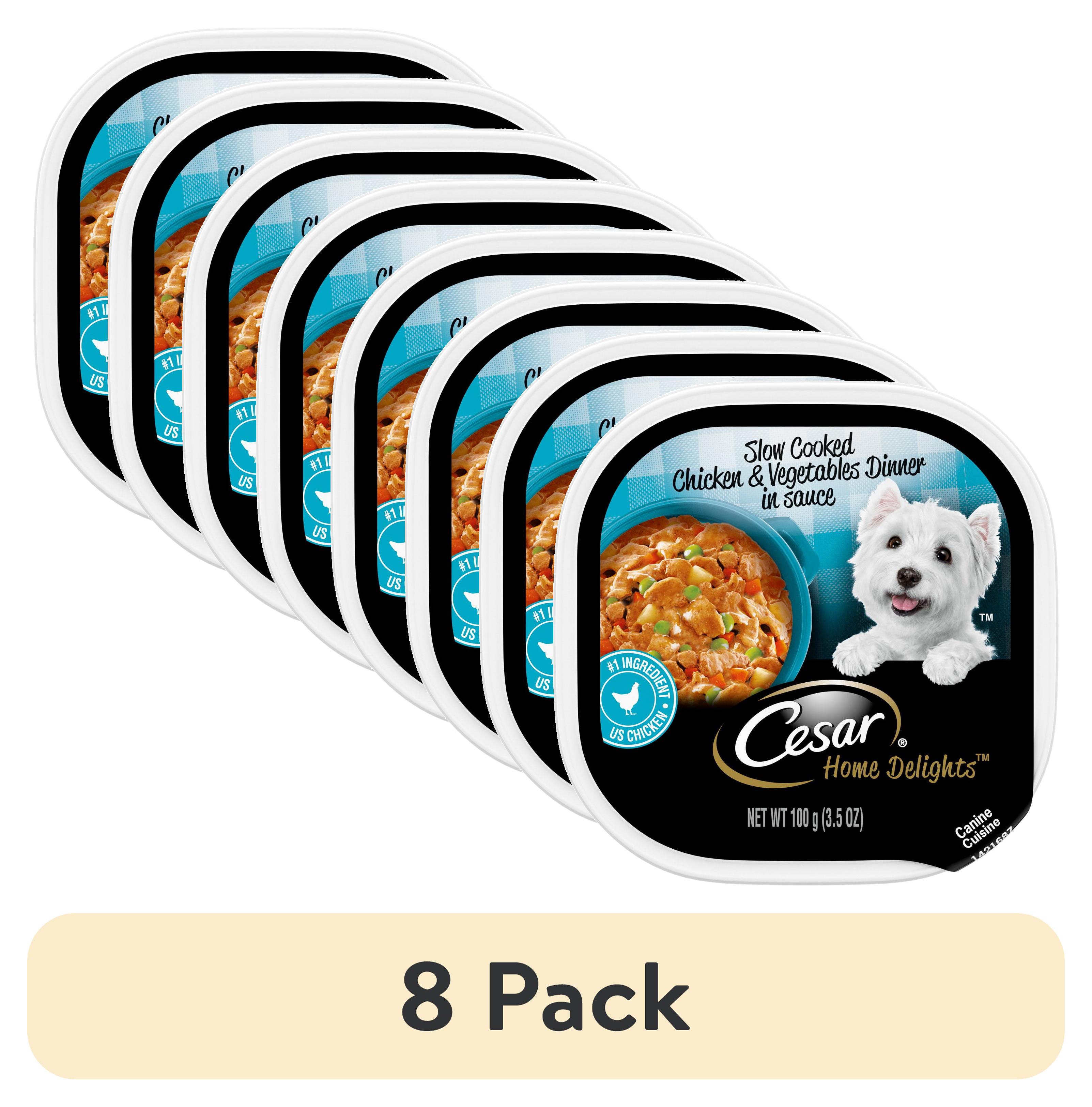 (8 pack) Cesar Home Delights Adult Wet Dog Food, Slow Cooked Chicken & Vegetables Dinner in Sauce, 24 Count