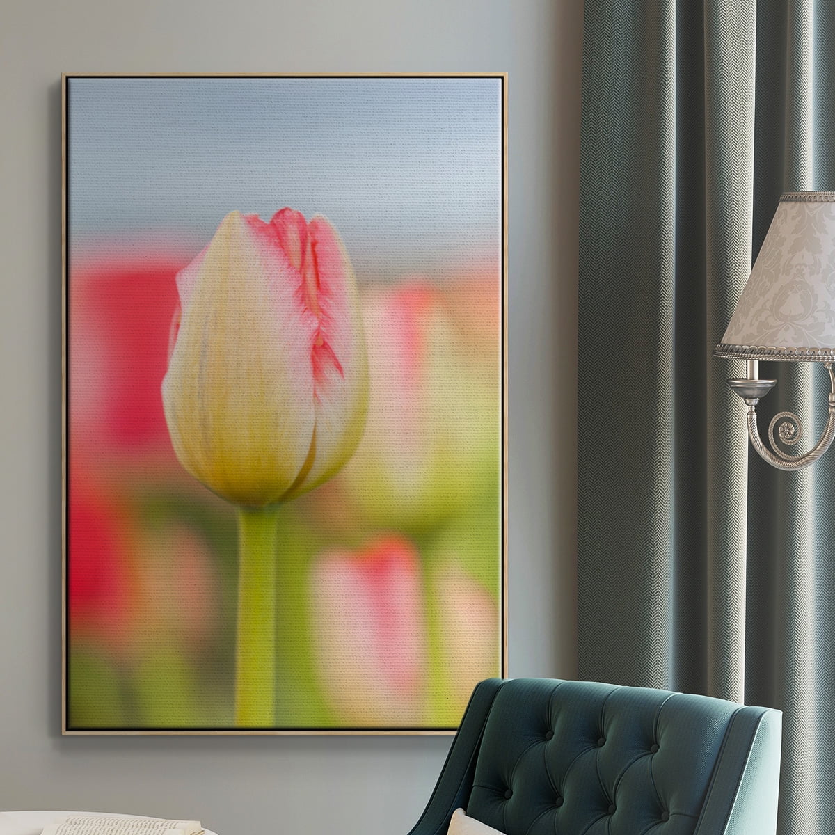 Twotone Tulip Framed Premium Gallery Wrapped Canvas - Ready to Hang