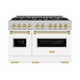 thumbnail image 2 of ZLINE Autograph Edition 48 in. 6.7 cu. ft. Classic Double Oven Dual Fuel Range with 8 Burner Gas Cooktop in DuraSnow Stainless Steel with White Matte Doors and Polished Gold Accents (CDRSZ-WM-48-G), 2 of 2